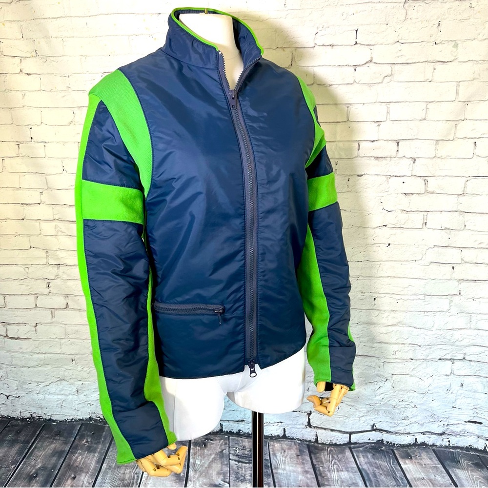 Vintage Navy and Lime Green Ski Jacket small